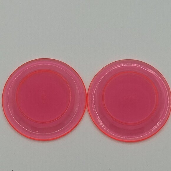 Vintage Barbie Clear Pink Dishes Cups Plates Bowls 9 pcs Mattel - Picture 5 of 6